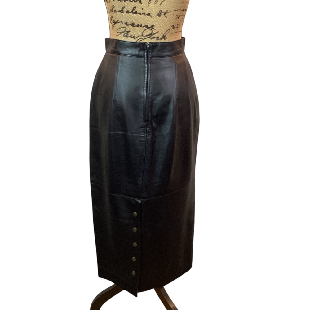Vintage Genuine Leather Melanzona Maxi Skirt Black - Picture 3 of 11